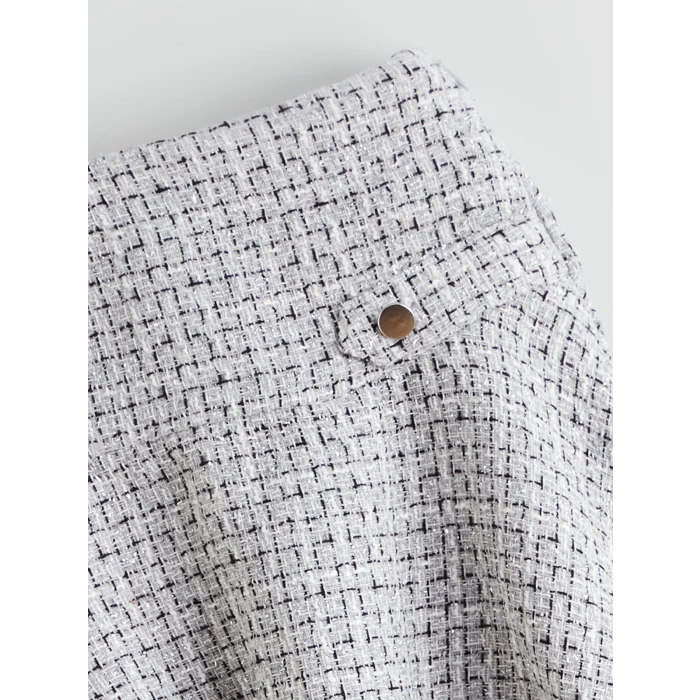 LCW Kids Gri Desenli Tüvit Kız Çocuk Etek