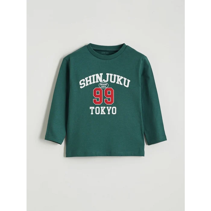 LCW baby Yeşil Tokyo Baskılı Erkek Bebek Tişört