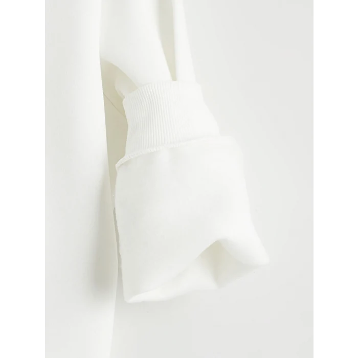 LCW Kids Ekru Wednesday Baskılı Kız Çocuk Kalın Sweatshirt