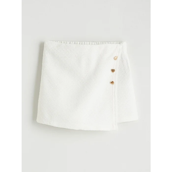 LCW Kids Ekru Beli Lastikli Kız Çocuk Tüvit Şort Etek