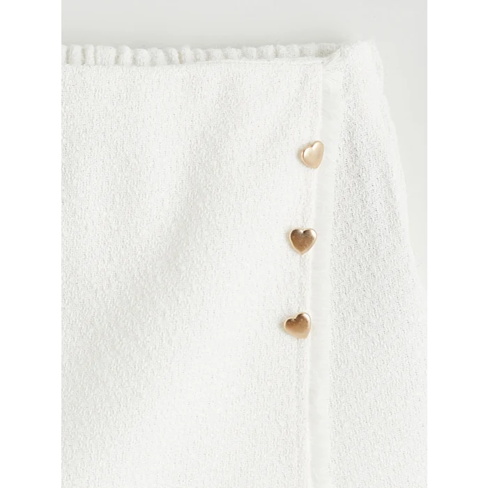 LCW Kids Ekru Beli Lastikli Kız Çocuk Tüvit Şort Etek