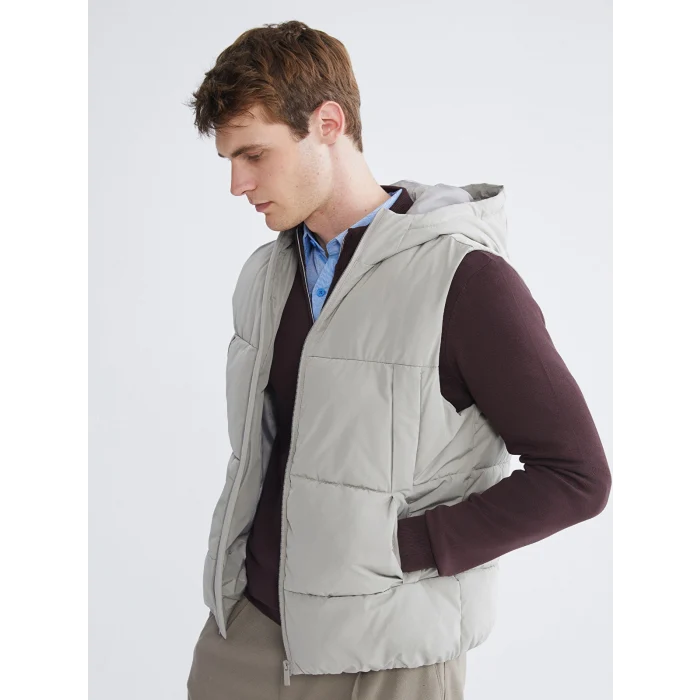 LCW Vision Bej Standart Kalıp Kapüşonlu Erkek Şişme Yelek