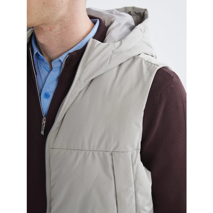 LCW Vision Bej Standart Kalıp Kapüşonlu Erkek Şişme Yelek