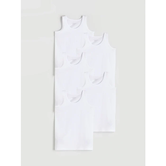 LCW Kids Beyaz Bisiklet Yaka Erkek Çocuk Atlet 5li