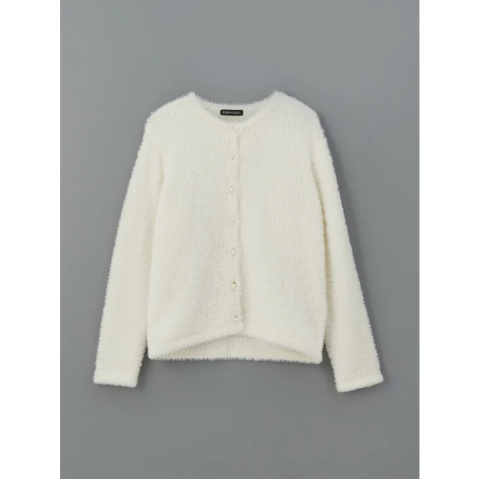 LCW Modest Ekru Bisiklet Yaka Kadın Triko Hırka