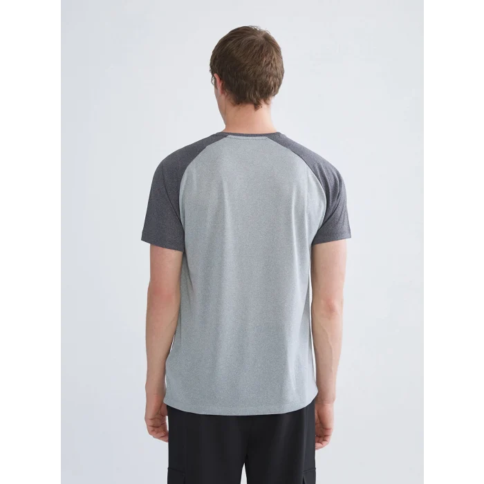 XSIDE ACTIVE Gri Bisiklet Yaka Renk Bloklu Erkek Tişört