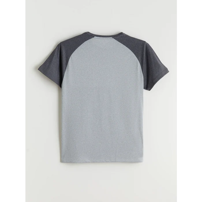 XSIDE ACTIVE Gri Bisiklet Yaka Renk Bloklu Erkek Tişört