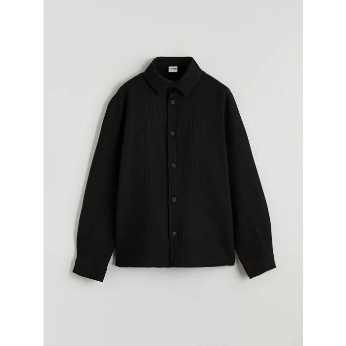 LCW Kids Siyah Armürlü Erkek Çocuk Gömlek