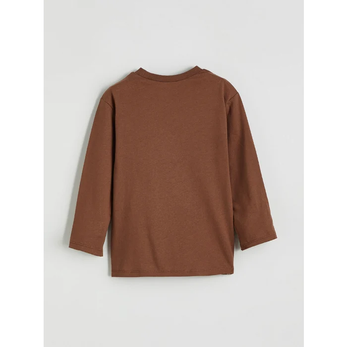 LCW baby Kahverengi Bisiklet Yaka Uzun Kollu Erkek Bebek Tişört