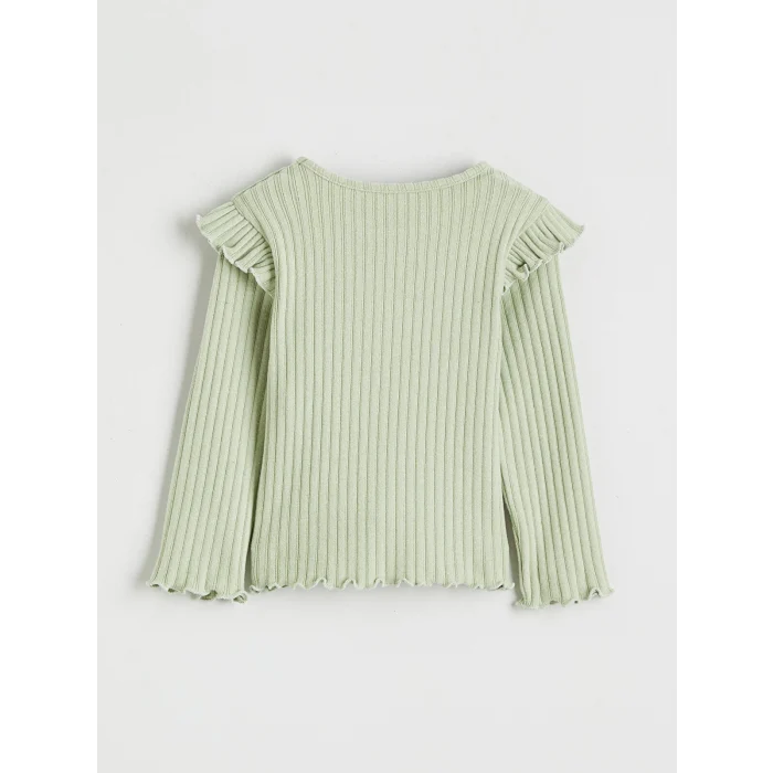 LCW baby Yeşil Bisiklet Yaka Fırfırlı Kız Bebek Bluz