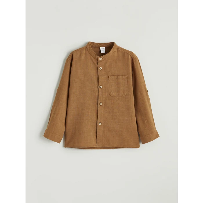 LCW Kids Kahverengi Hakim Yaka Erkek Çocuk Gömlek