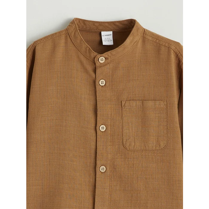 LCW Kids Kahverengi Hakim Yaka Erkek Çocuk Gömlek