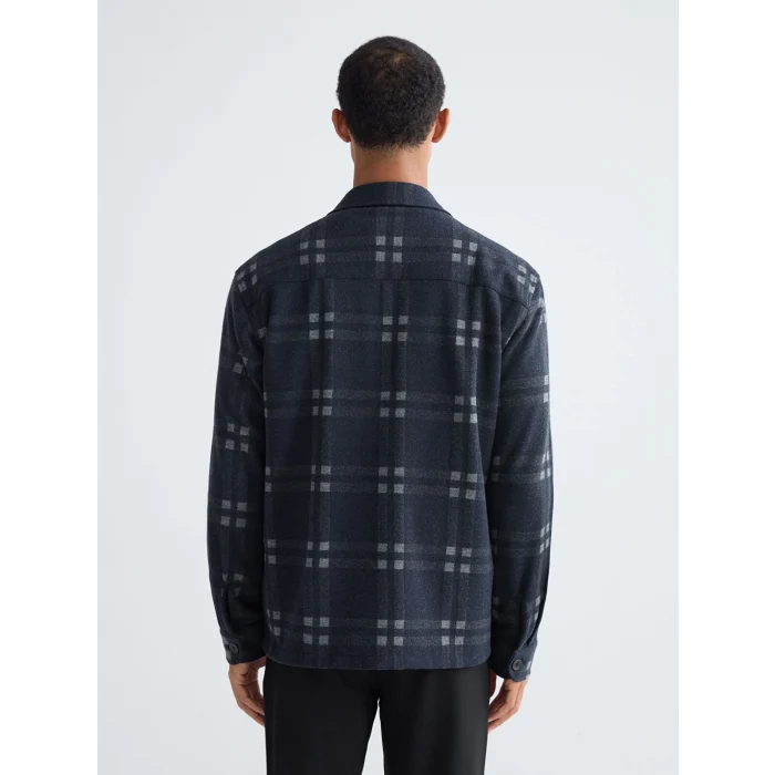 LCW Vision Antrasit Regular Fit Uzun Kollu Ekose Erkek Gömlek Ceket