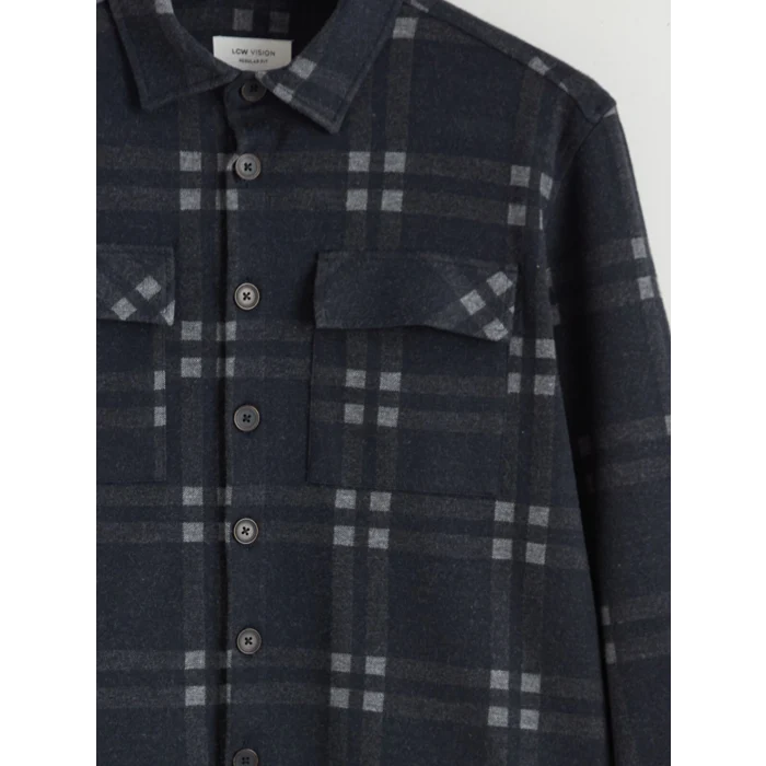 LCW Vision Antrasit Regular Fit Uzun Kollu Ekose Erkek Gömlek Ceket