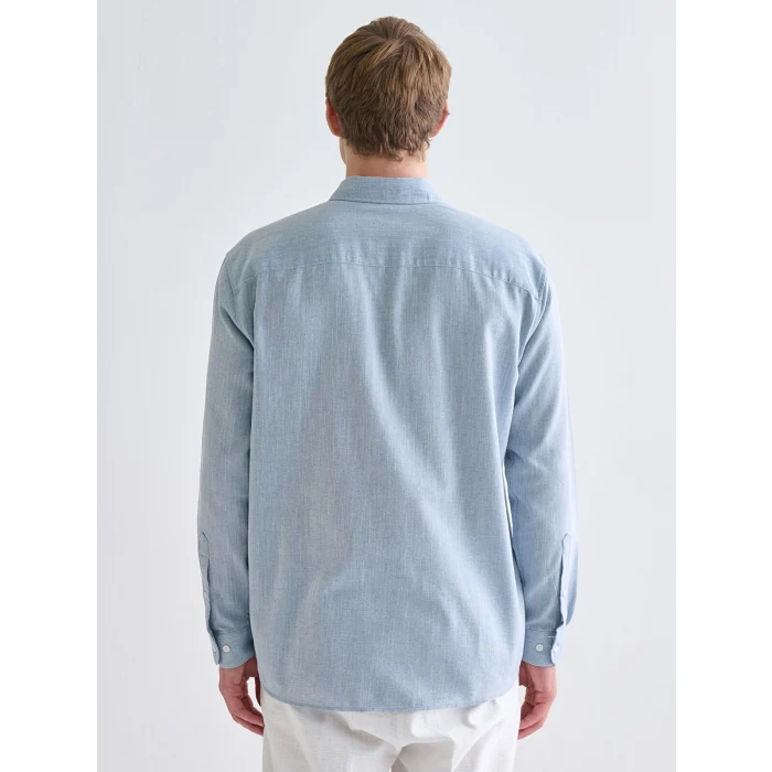 LCW Vision Mavi Regular Fit Uzun Kollu Armürlü Erkek Gömlek