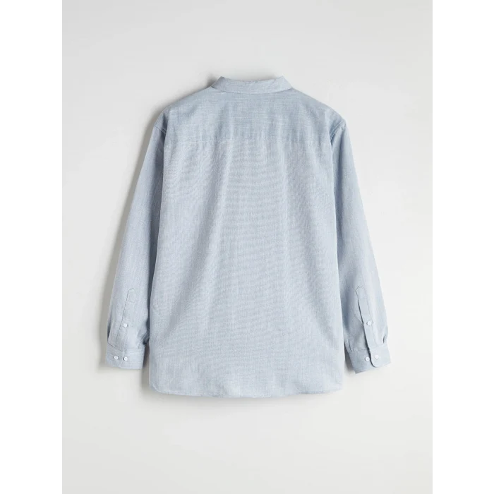 LCW Vision Mavi Regular Fit Uzun Kollu Armürlü Erkek Gömlek