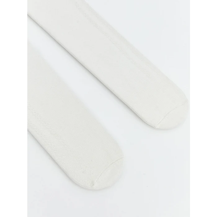 LCW baby Ekru Desenli Kız Bebek Külotlu Çorap