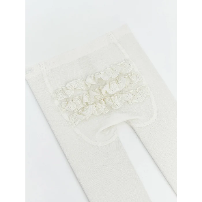 LCW baby Ekru Desenli Kız Bebek Külotlu Çorap