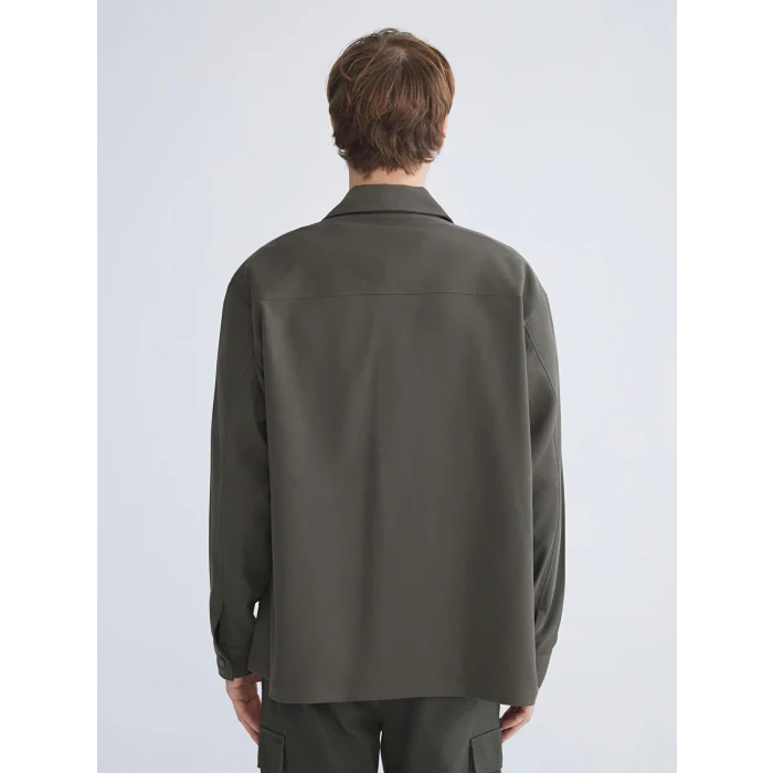 XSIDE Haki Rahat Kalıp Uzun Kollu Kadife Erkek Gömlek Ceket