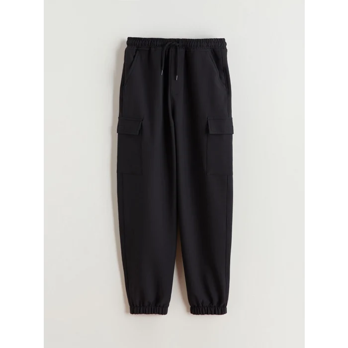 LCW Kids Siyah Beli Lastikli Erkek Çocuk Kargo Pantolon