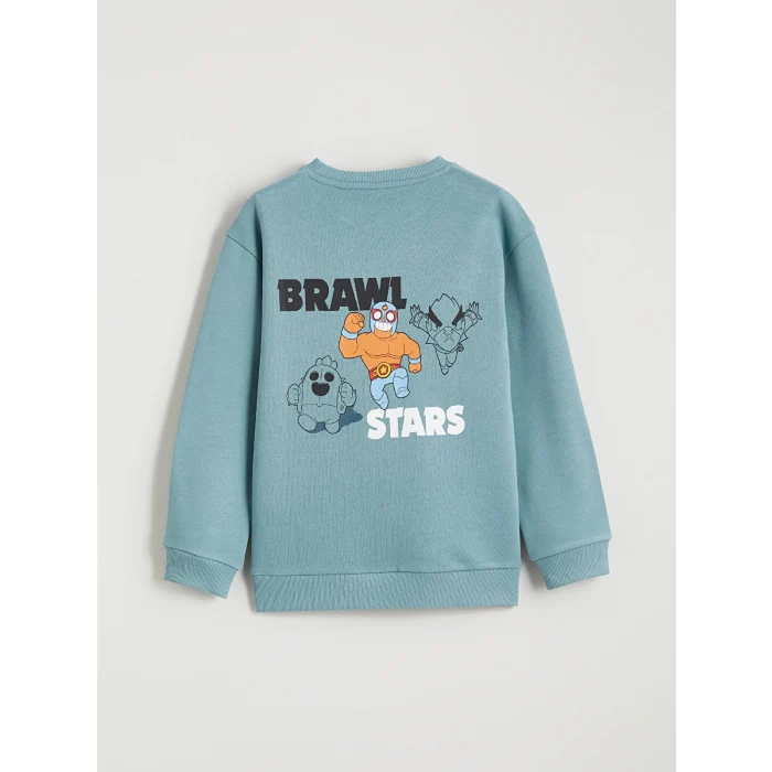 LCW Kids Yeşil Brawl Stars Baskılı Erkek Çocuk Kalın Sweatshirt