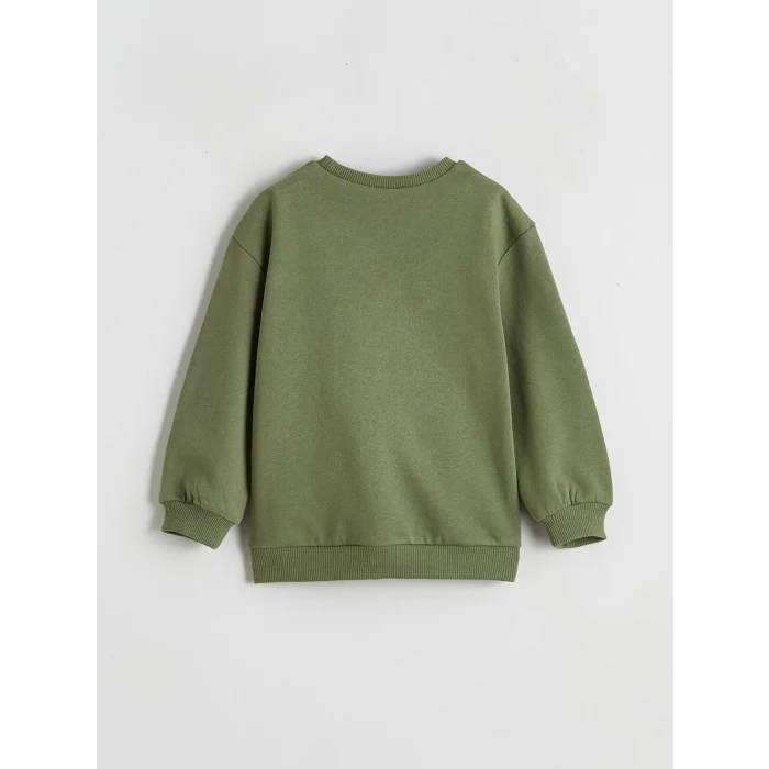 LCW baby Haki Dinozor Baskılı Erkek Bebek Sweatshirt