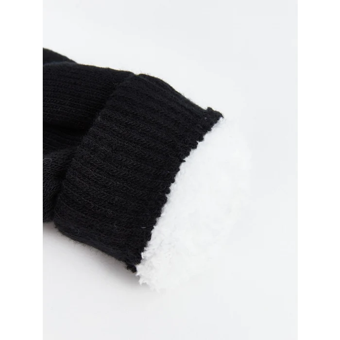 LCW ACCESSORIES Siyah Çizgi Nakışlı Kız Çocuk Eldiven