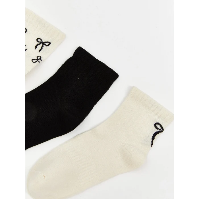 LCW DREAM Ekru Kurdele Baskılı Kadın Soket Çorap 3lü