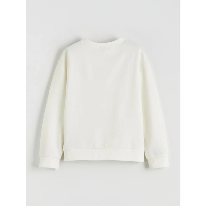 LCW Kids Ekru Bisiklet Yaka Kız Çocuk Soft Touch Sweatshirt ve Eşofman Altı