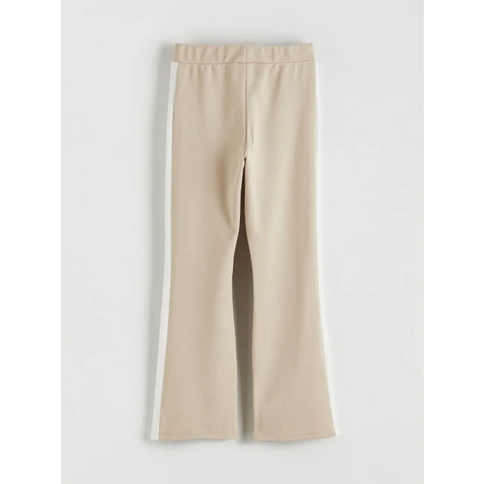 LCW Kids Ekru Bisiklet Yaka Kız Çocuk Soft Touch Sweatshirt ve Eşofman Altı