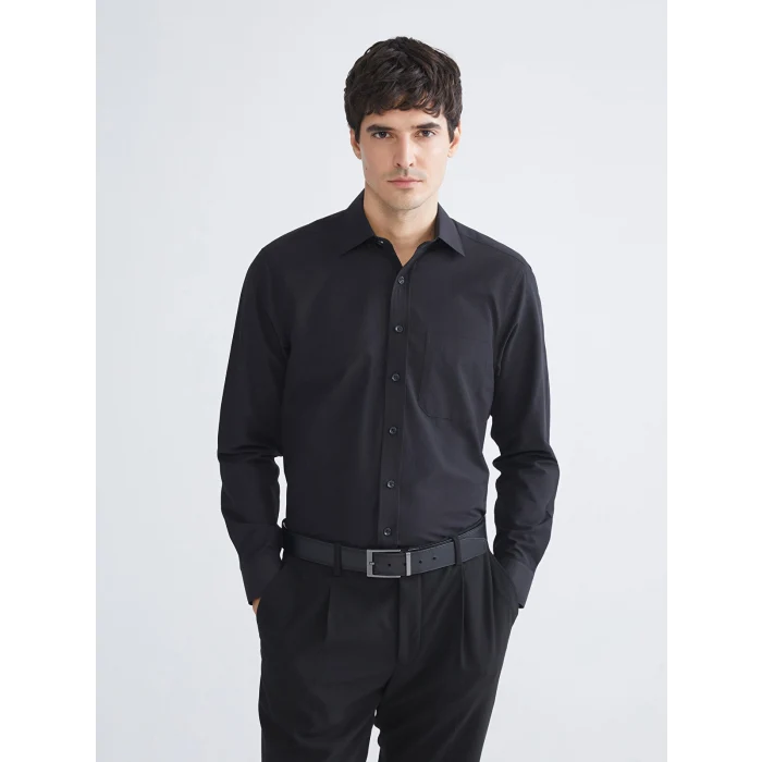 LCW BUSINESS Siyah Regular Fit Uzun Kollu Erkek Gömlek