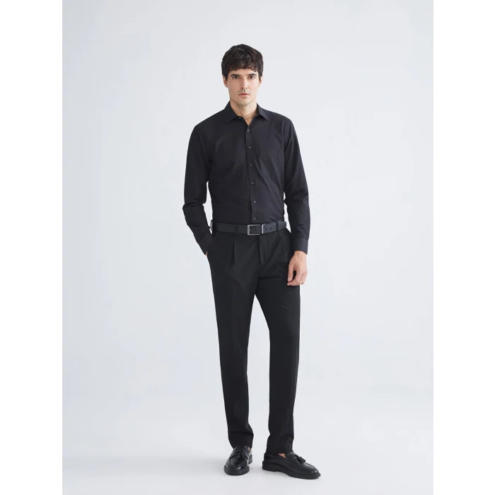 LCW BUSINESS Siyah Regular Fit Uzun Kollu Erkek Gömlek