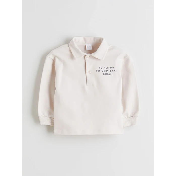 LCW baby Bej Polo Yaka Erkek Bebek Sweatshirt ve Pantolon