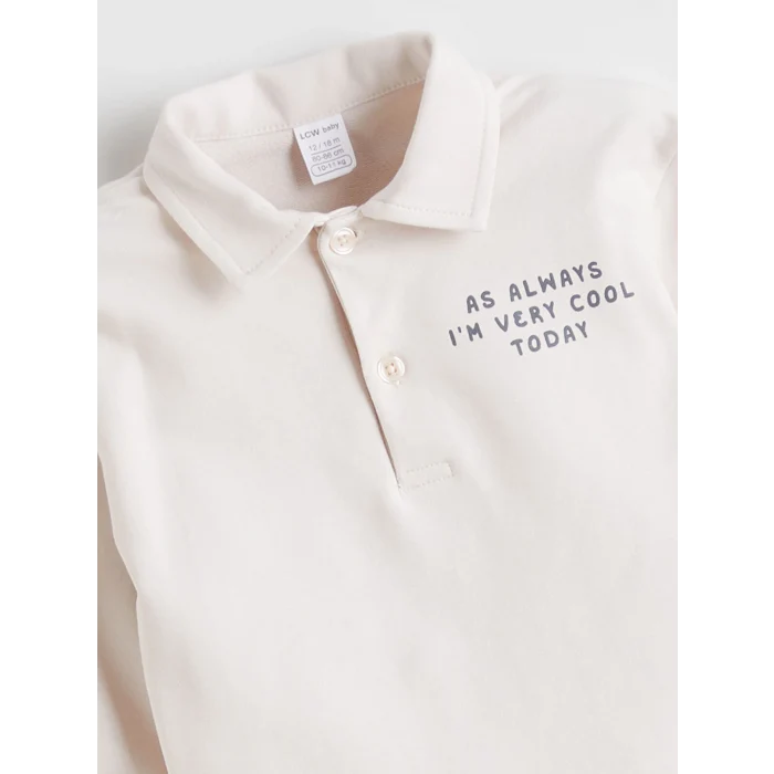 LCW baby Bej Polo Yaka Erkek Bebek Sweatshirt ve Pantolon