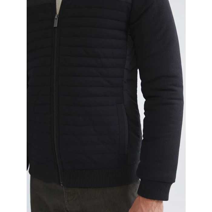 LCWAIKIKI Classic Siyah Standart Kalıp Dik Yaka Erkek Triko Mont