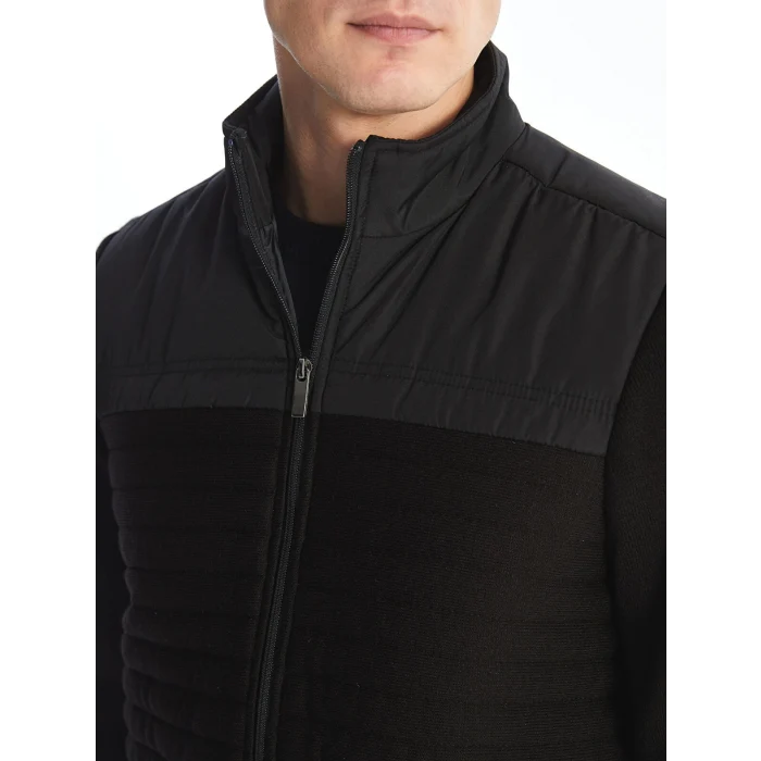 LCWAIKIKI Classic Siyah Standart Kalıp Dik Yaka Erkek Triko Mont