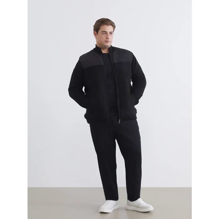 LCWAIKIKI Classic Siyah Standart Kalıp Dik Yaka Erkek Triko Mont