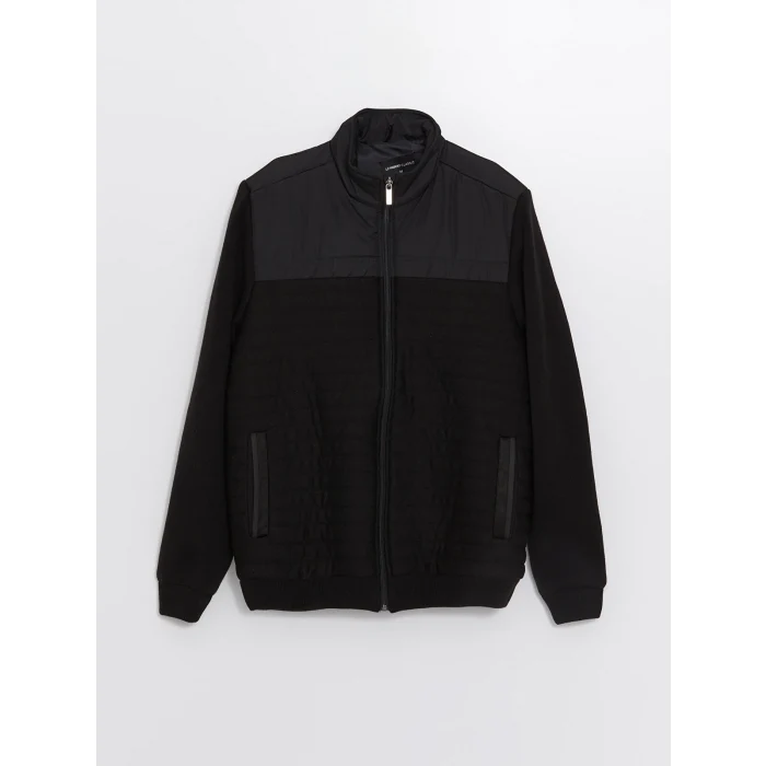 LCWAIKIKI Classic Siyah Standart Kalıp Dik Yaka Erkek Triko Mont