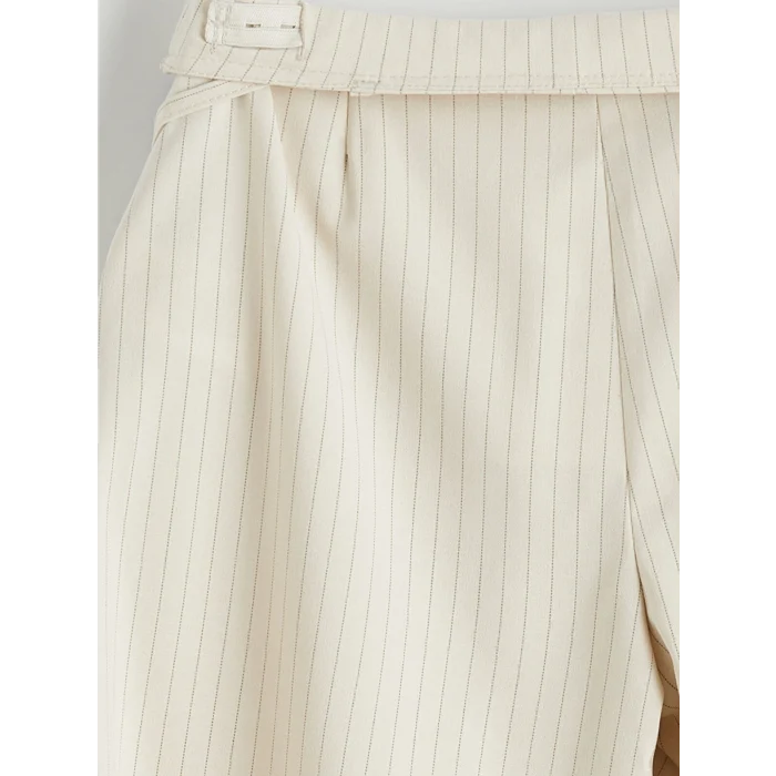 LCW Kids Bej Çizgili Pileli Kız Çocuk Pantolon