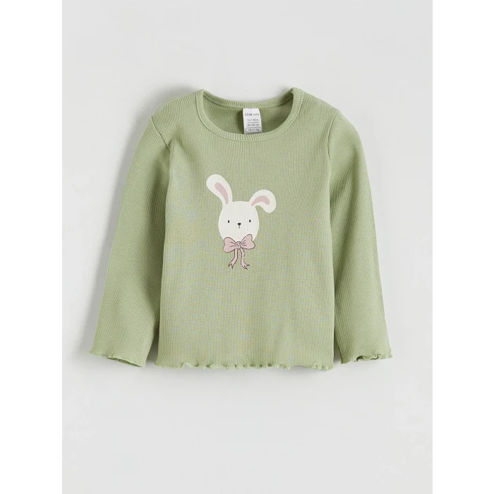 LCW baby Yeşil Bisiklet Yaka Kız Çocuk Tişört ve Tayt