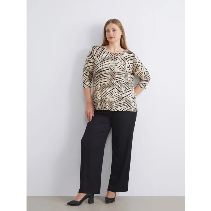 LCWAIKIKI Classic Siyah Beli Lastikli Dokulu Kadın Pantolon