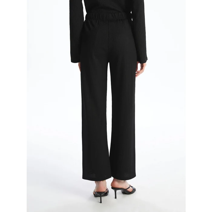 LCWAIKIKI Classic Siyah Beli Lastikli Dokulu Kadın Pantolon