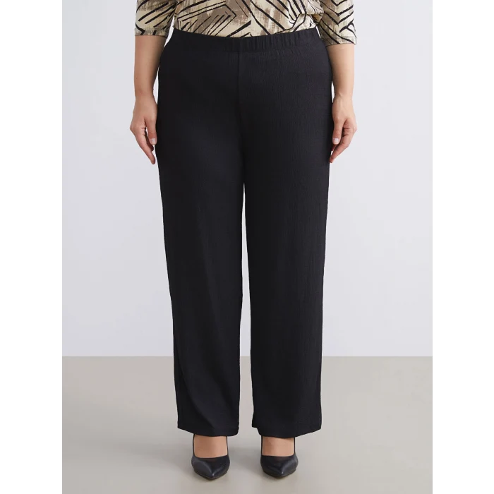 LCWAIKIKI Classic Siyah Beli Lastikli Dokulu Kadın Pantolon