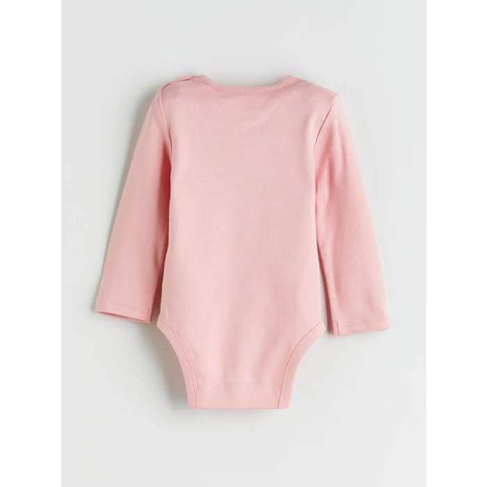 LCW baby Ekru Baskılı Kız Uzun Kollu Bebek Çıtçıtlı Body 2li