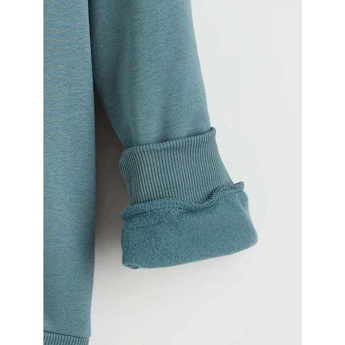 LCW Kids Petrol Kapüşonlu Minecraft Baskılı Erkek Çocuk Kalın Sweatshirt