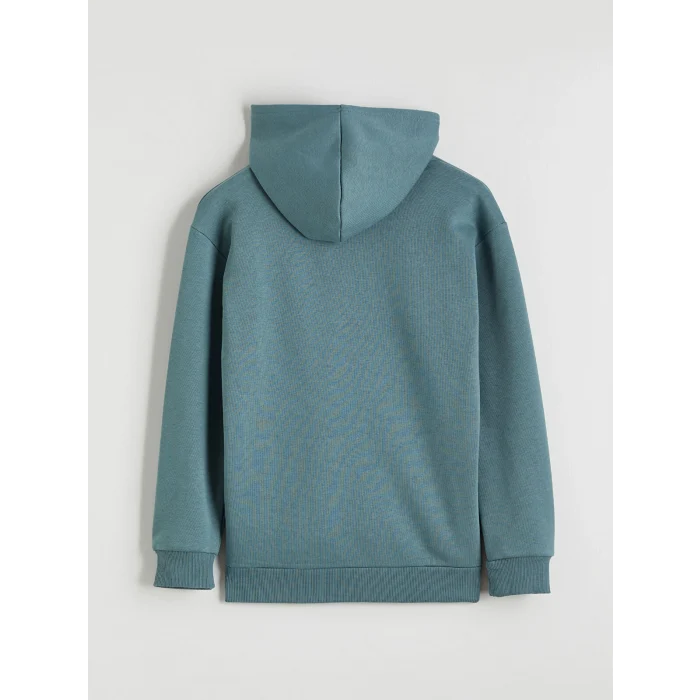 LCW Kids Petrol Kapüşonlu Minecraft Baskılı Erkek Çocuk Kalın Sweatshirt