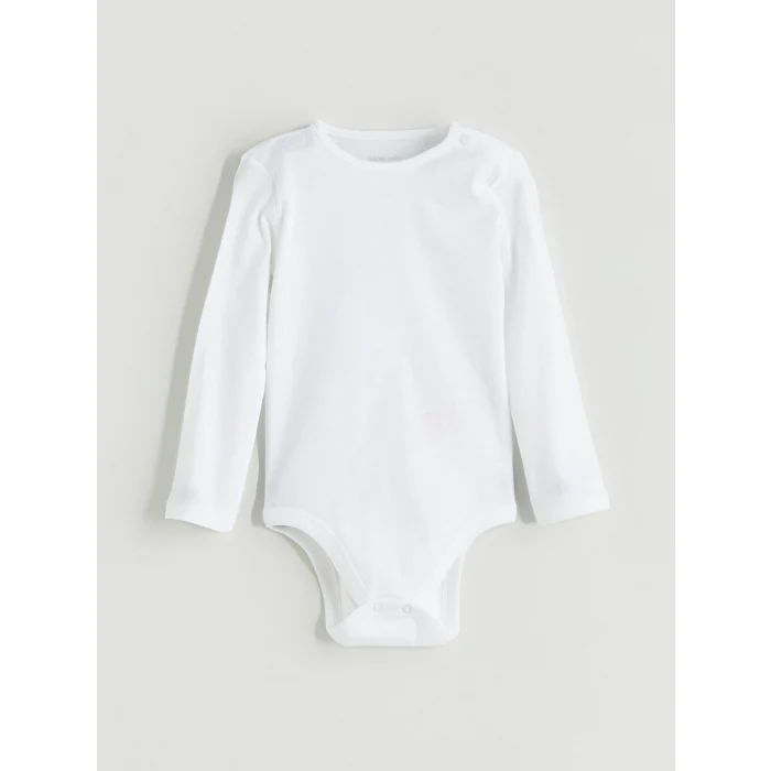 LCW baby Ekru Bisiklet Yaka Uzun Kollu Kız Bebek Çıtçıtlı Bodysuit 2li