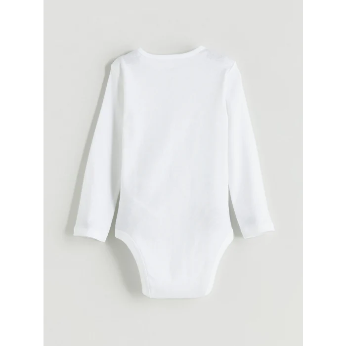 LCW baby Ekru Bisiklet Yaka Uzun Kollu Kız Bebek Çıtçıtlı Bodysuit 2li