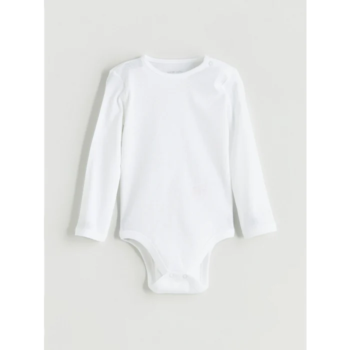 LCW baby Ekru Bisiklet Yaka Uzun Kollu Kız Bebek Çıtçıtlı Bodysuit 2li