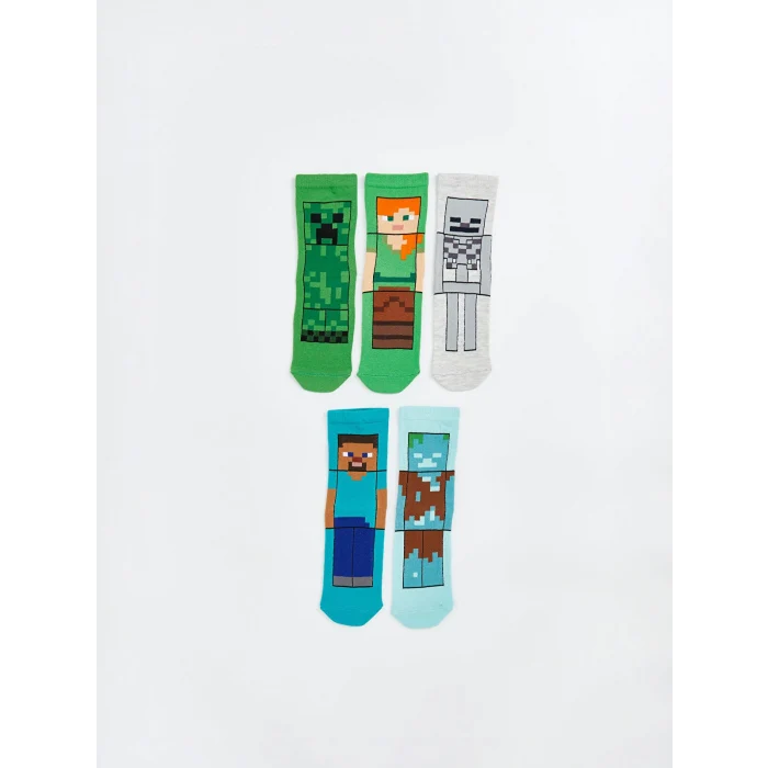 LCW Kids Karışık Minecraft Baskılı Erkek Çocuk Soket Çorap 5li